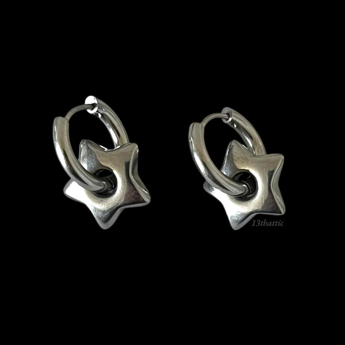 Puffy Star Hoop Earrings